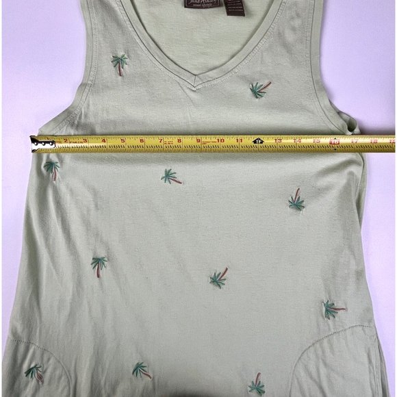 Jane Ashley VTG Casual Lifestyle Green Embroidered Palm Trees Dress Size Large - Picture 8 of 10